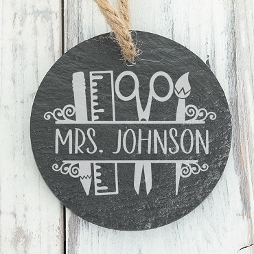 Personalized Teacher Slate Ornament Custom Name Back